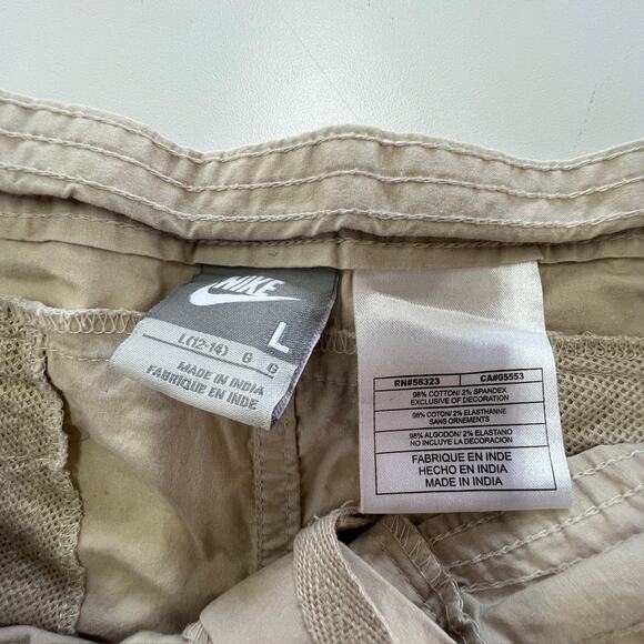 Nike Pants Womens Large Beige Capri Crop Drawstring Athletic Outdoor Spandex Y2K - Picture 3 of 7